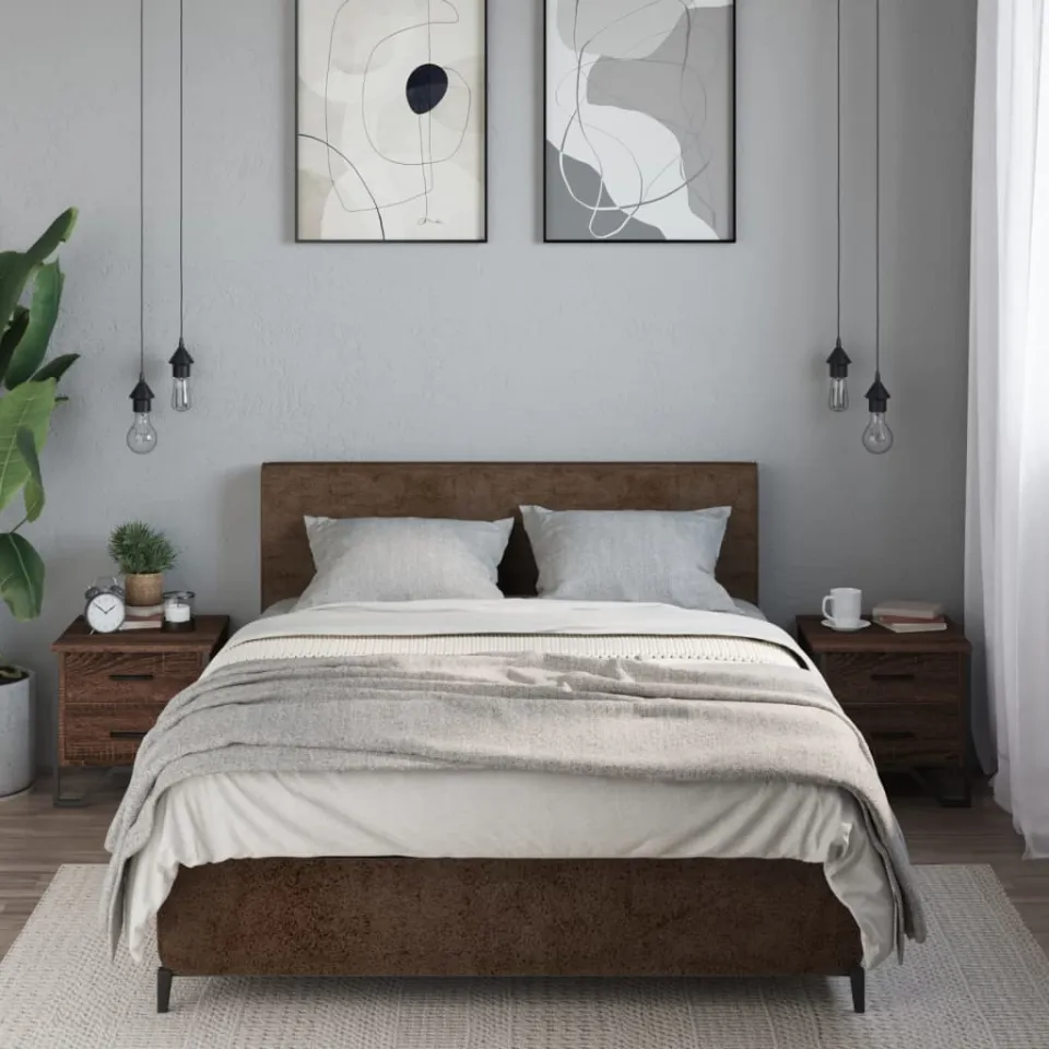 vidaXL Nachtkastjes 2 st 40x41x40 cm bewerkt hout bruin eikenkleurig, foto 3