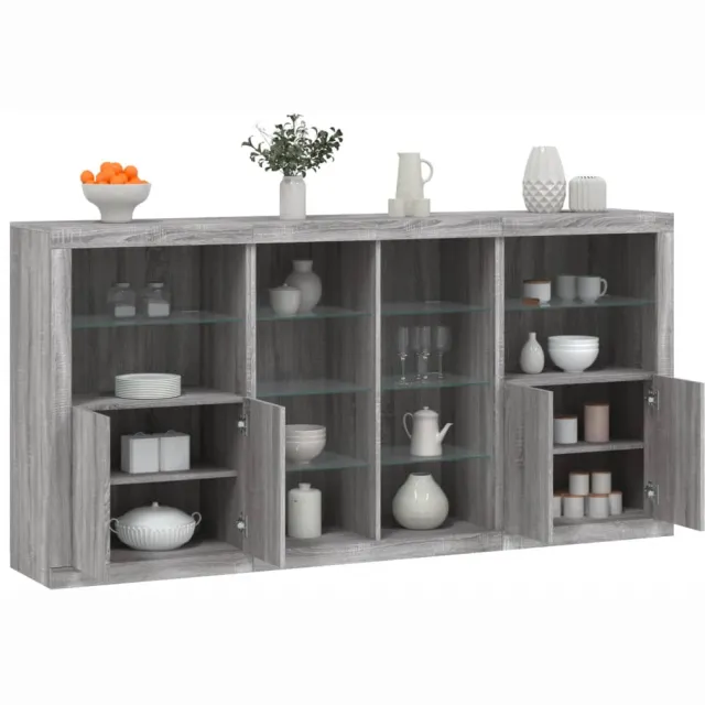 vidaXL Dressoir met LED-verlichting 202x37x100 cm grijs sonoma eiken, foto 2