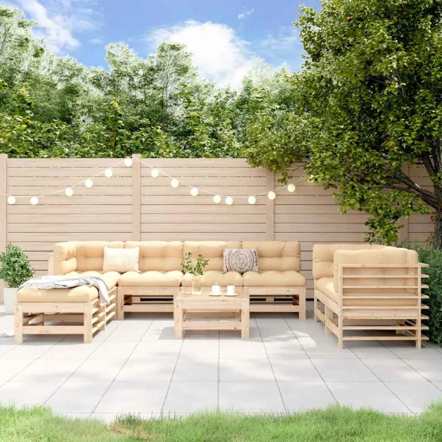 vidaXL 9-delige Loungeset massief grenenhout bruin, foto 2