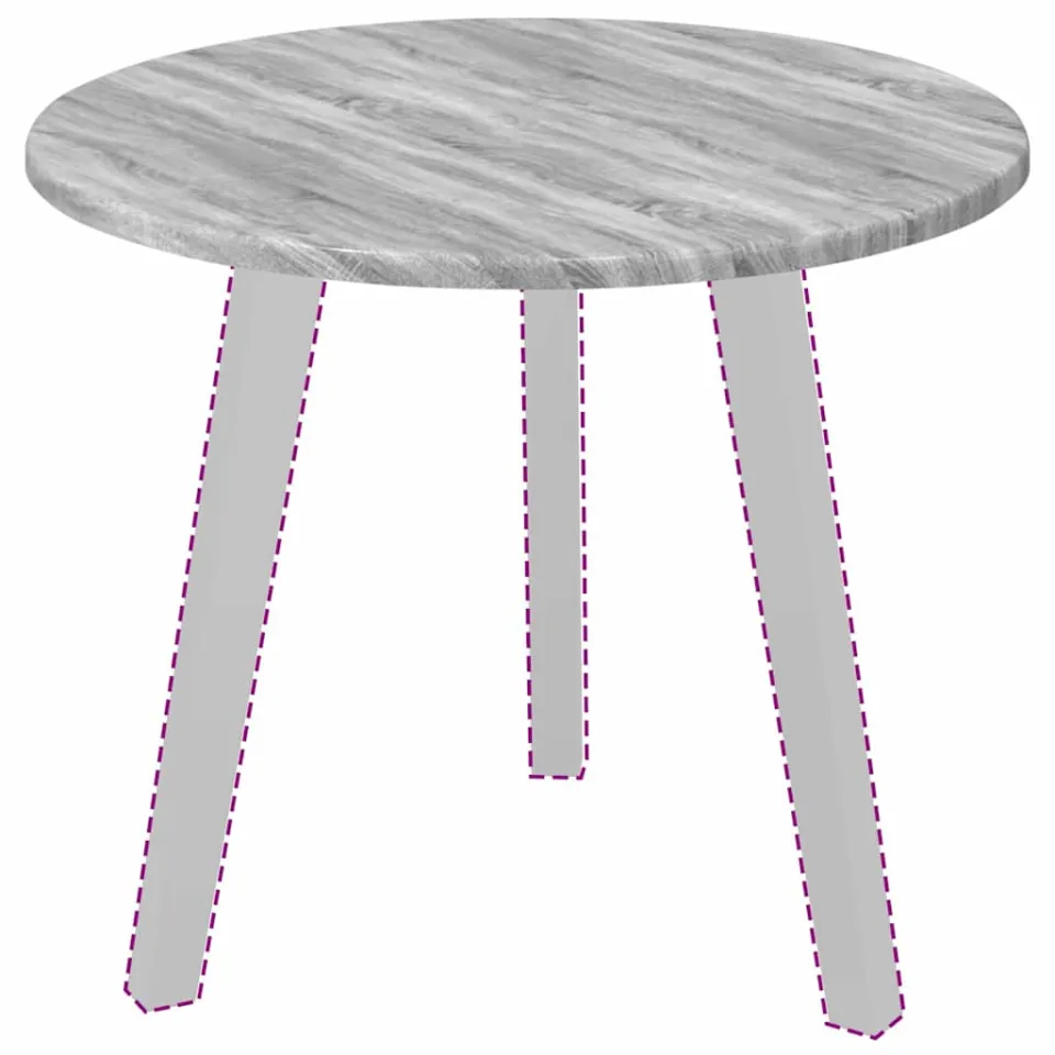 vidaXL Tafelblad Ø 50 x 1,5 cm Rond Bewerkt hout Grijs Sonoma, foto 2