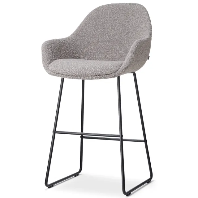 Nolon Nino-Mae barkruk bouclé taupe - zwart onderstel - 65 cm