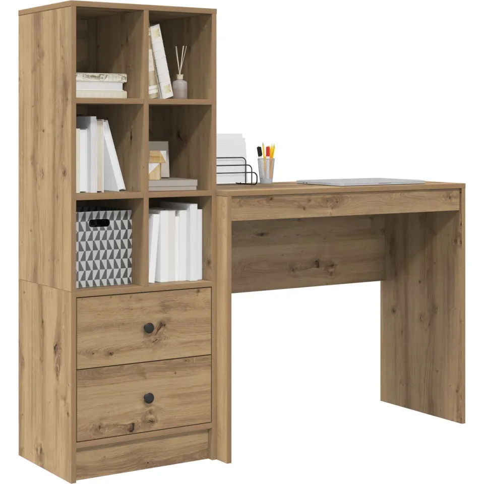 vidaXL Bureau Artisan Eiken 135,5 x 40 x 127 cm 2 st Bruin