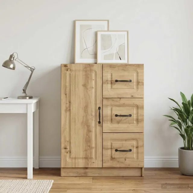 vidaXL Dressoir Artisanaal eiken 66 x 34,5 x 87 cm Bewerkt hout, foto 2