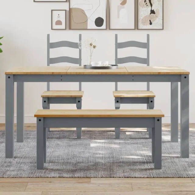 vidaXL Eettafel Panama 160x80x75 cm massief grenenhout grijs