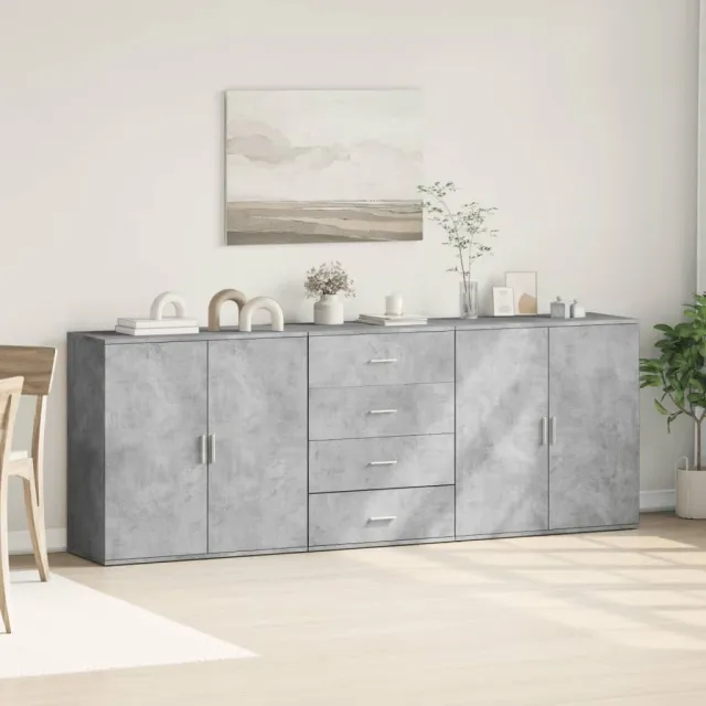 vidaXL Dressoirs 3 st bewerkt hout betongrijs grijs, foto 2