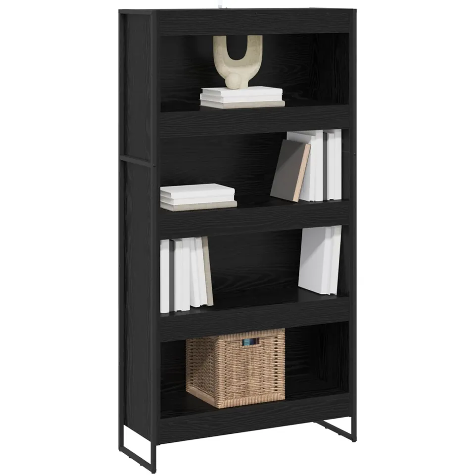 vidaXL Boekenkast 80 x 30 x 155 cm Bewerkt hout Zwart Eiken