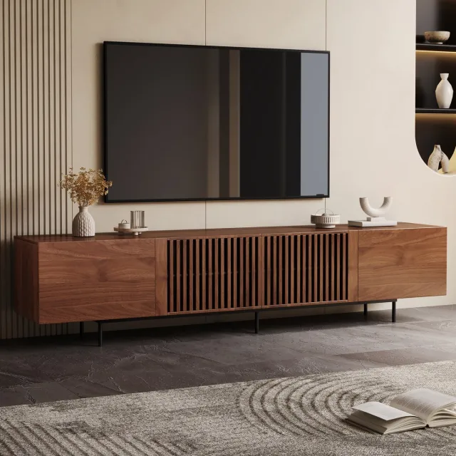 OLEYLUCKIDEA OleyLuckLive-TV Meubel-180 cm Walnoot-Geschikt voor 75+ inch TV-Met Ruime Opbergruimte bruin