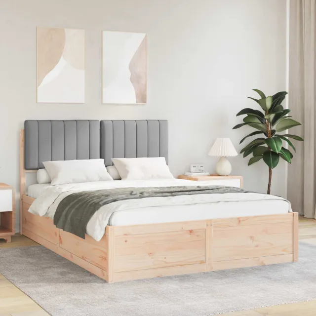 vidaXL Bedframe met Gevoerd Hoofdgedeelte Lichtgrijs 140 x 200 cm