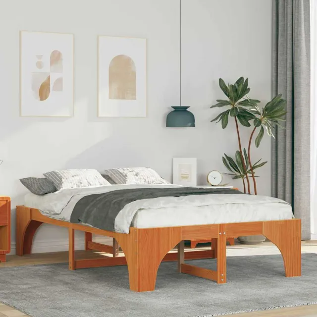 vidaXL Bedframe Bruin 120 x 190 cm Massief grenenhout