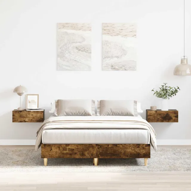 vidaXL Bedframe zonder matras 120x190 cm spaanplaat gerookt eiken Bruin