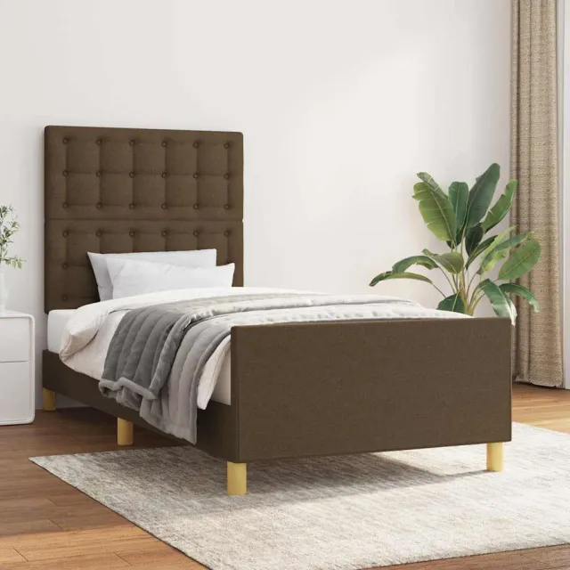 vidaXL Bedframe met hoofdeinde stof donkerbruin 80x200 cm