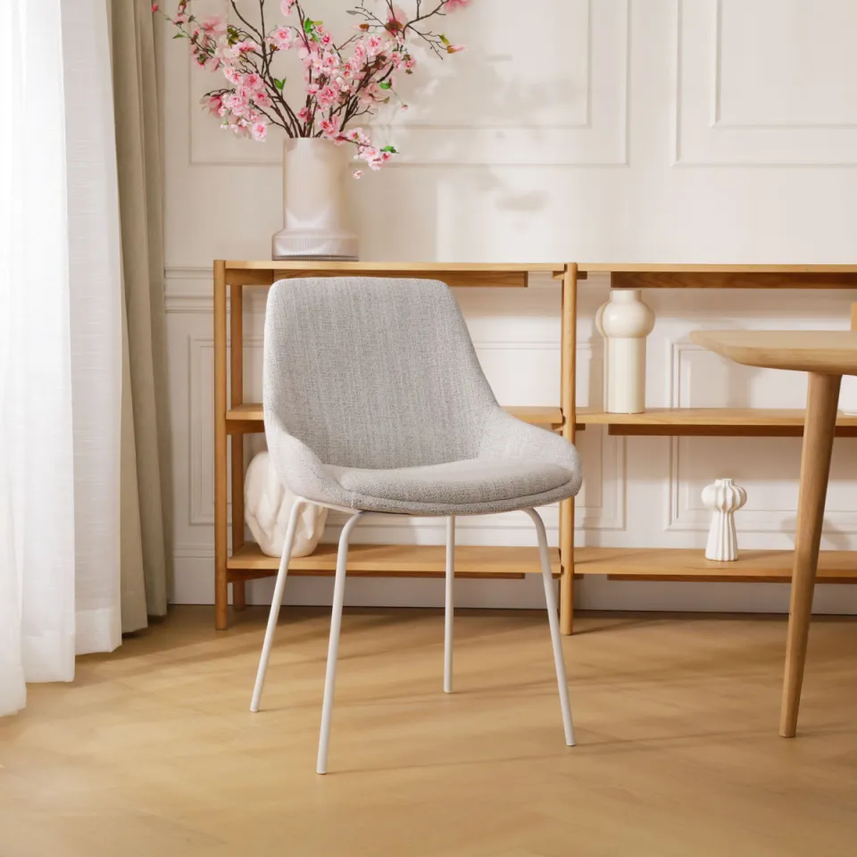 Nolon Nora-Isa eetkamerstoel beige gemêleerd - wit onderstel, foto 2