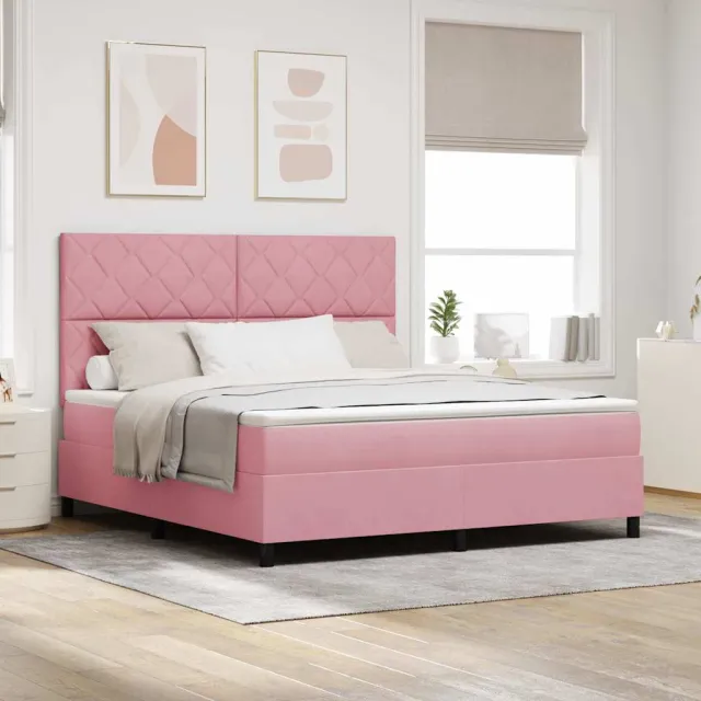 vidaXL Boxspringbed met hoofdeinde Roze 180 x 200 cm Fluweel