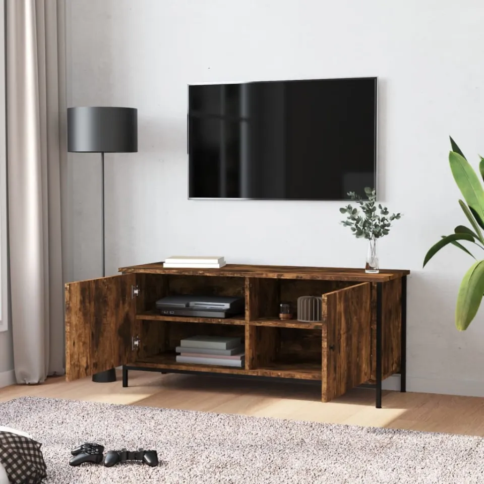 vidaXL Tv-meubel 102x35x45 cm bewerkt hout gerookt eikenkleurig, foto 3