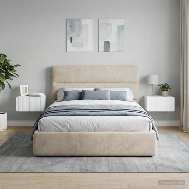 vidaXL Wandbeugel Bedkast 2 st Wit 49 x 34,5 x 24 cm Bewerkt hout, foto 2