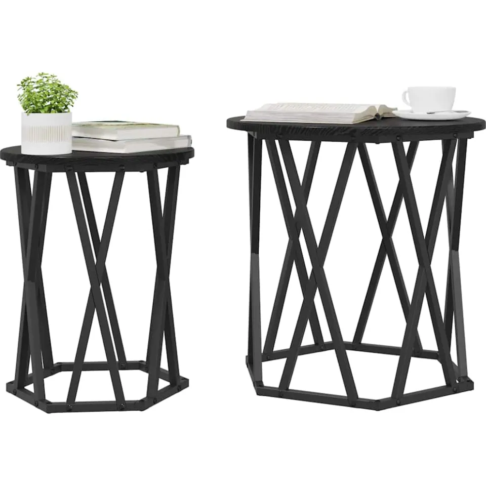 vidaXL Salontafel 2 st Zwart Eiken 50 x 50 x 50 cm