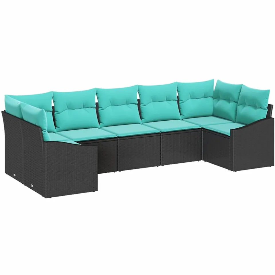 vidaXL Bankstel 7 st Zwart poly rattan