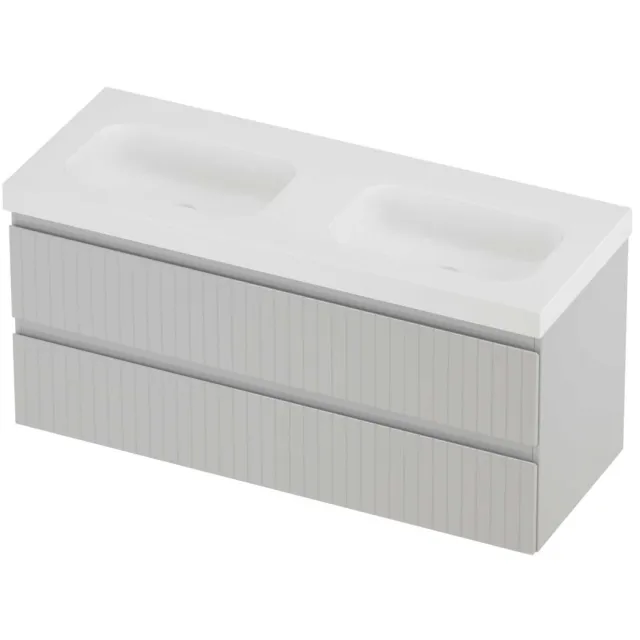 Proline Haga Badmeubelset Polystone Mezza Zonder Gat 120x46x58 cm Mat White Glans Wit