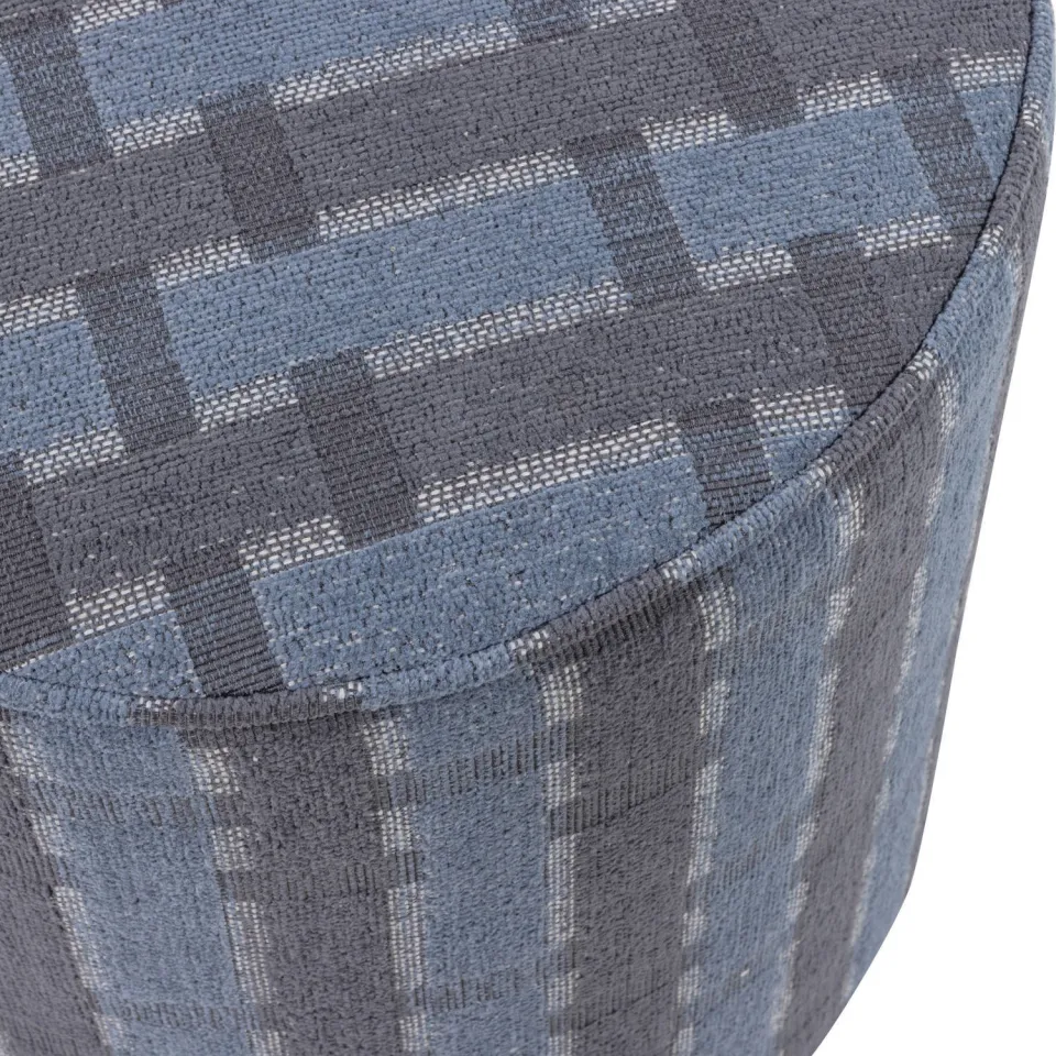 WOOOD Sarli Poef Hoog Dessin - Chenille - Taupe/Geel - 46x46x46, foto 4
