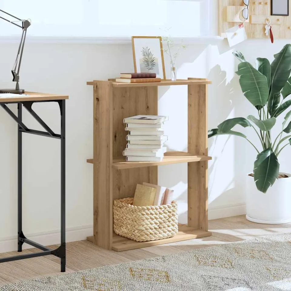vidaXL Boekenkast 3-laags 60x30x80 cm bewerkt hout artisanaal eiken, foto 2