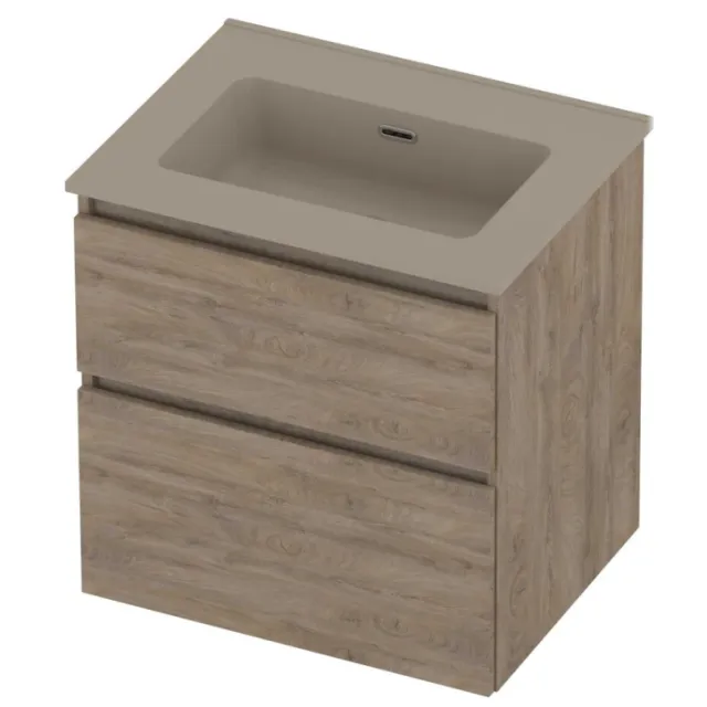 Proline Tribute Badmeubelset Porselein Elegant 1 Kraangat 60x46x62 cm Mat Crème Cotton Raw Oak Eiken
