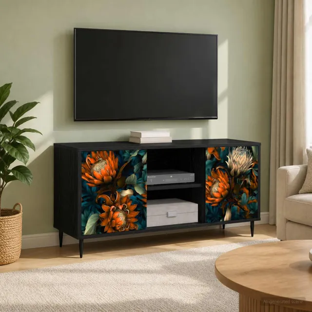 vidaXL Tv-meubel LOCHEM 102 x 33 x 51 cm Zwart eiken Bewerkt hout, foto 2