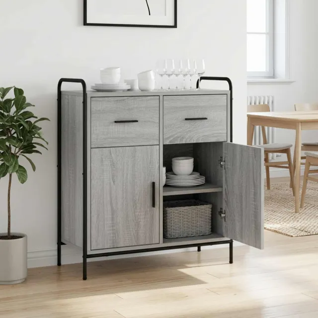 vidaXL Dressoir Grijs Sonoma 97 x 33 x 81 cm Bewerkt hout, foto 2