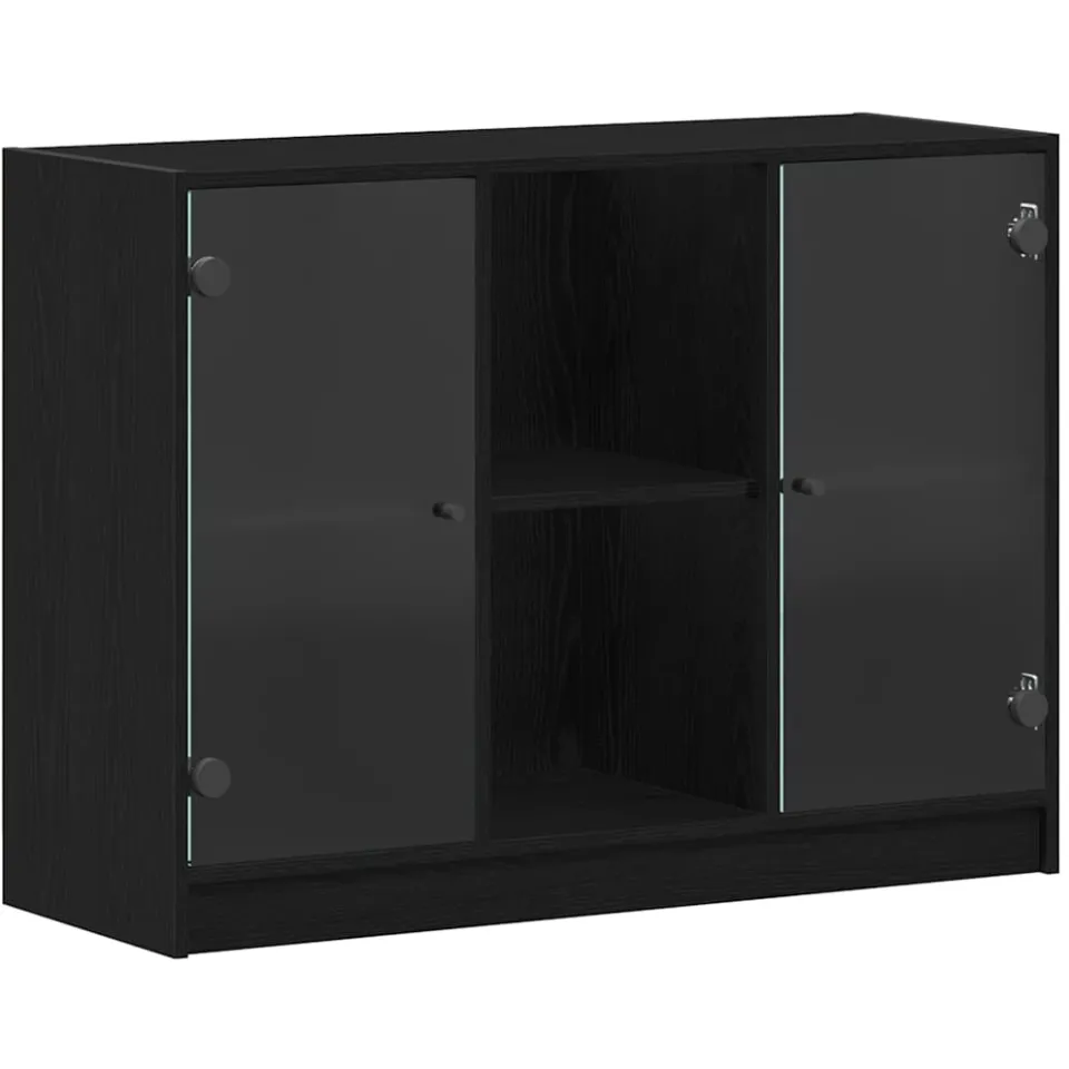 vidaXL Dressoir Zwart Eiken 100 x 37 x 75.5 cm