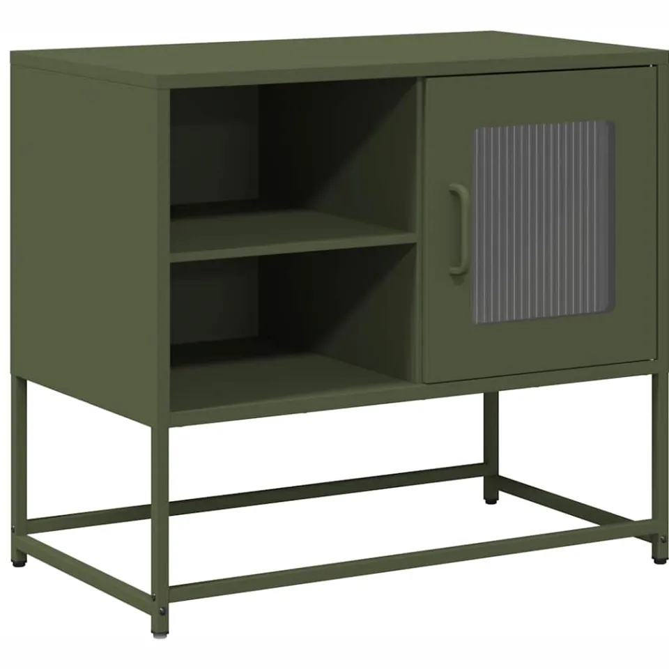 vidaXL Tv-meubel 68x39x60,5 cm staal olijfgroen, foto 3