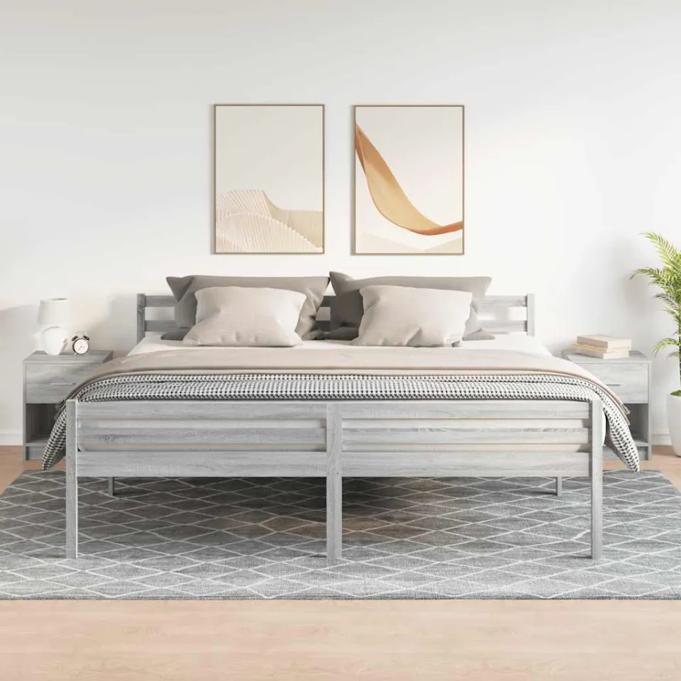 vidaXL Nachtkastjes 2 st met lade 40x34x50 cm grijs sonoma eiken, foto 2
