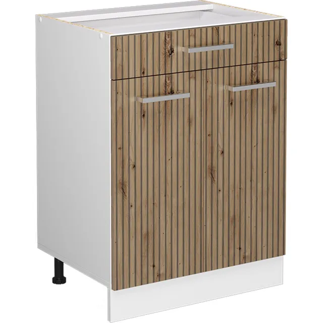 Vicco R-Line Keukenonderkast – 60 cm met lade, WB Marmer Artisanaal eiken Artisanaal eiken/Wit