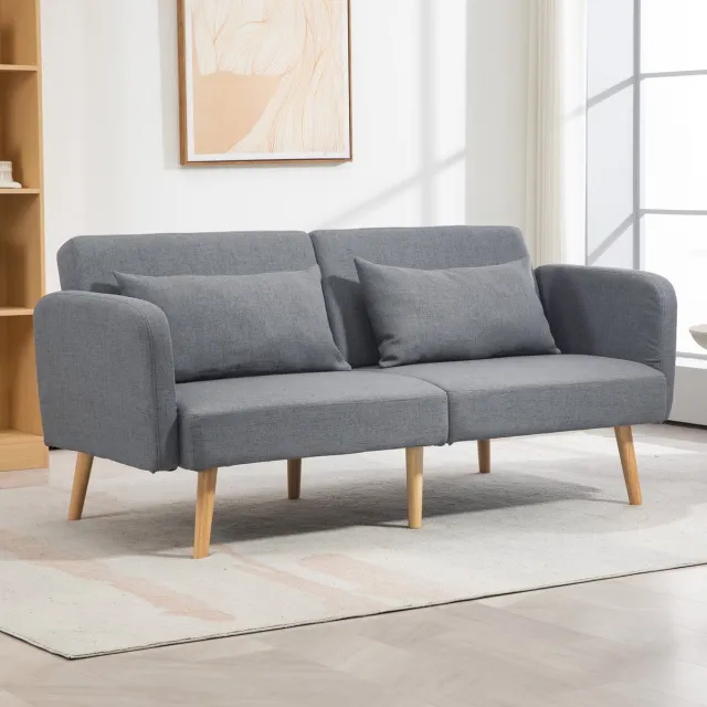 MODENUIT Slaapbank 170 x 83 x 80 cm - 3-Zits - 3-Standen Rugleuning - Woonkamer En Logeerkamer - Polyester - Grijs