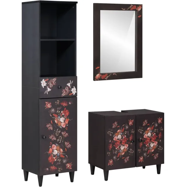 vidaXL Badkamerkastenset 3 st Massief Mango Hout Bruin