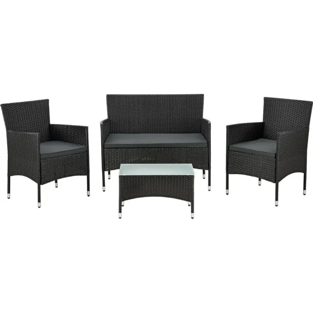Juskys Polyrotan Loungeset Fort Myers - Zwart