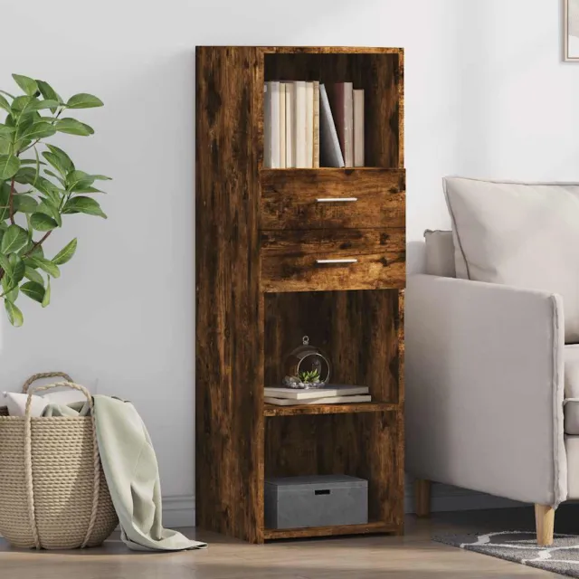 vidaXL Hoge kast 40x42,5x124 cm bewerkt hout gerookt eikenkleurig Bruin
