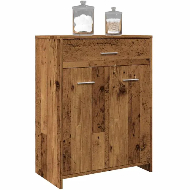 vidaXL Badkamerkast 60x33x80 cm bewerkt hout oud houtkleurig bruin, foto 2