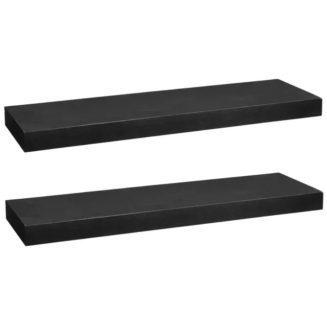 5Five® 5five Zwevende wandplank Bassline - 2x - zwart - 60 cm - hout/MDF - boekenplank - muurplank - opbergplank - hangplank