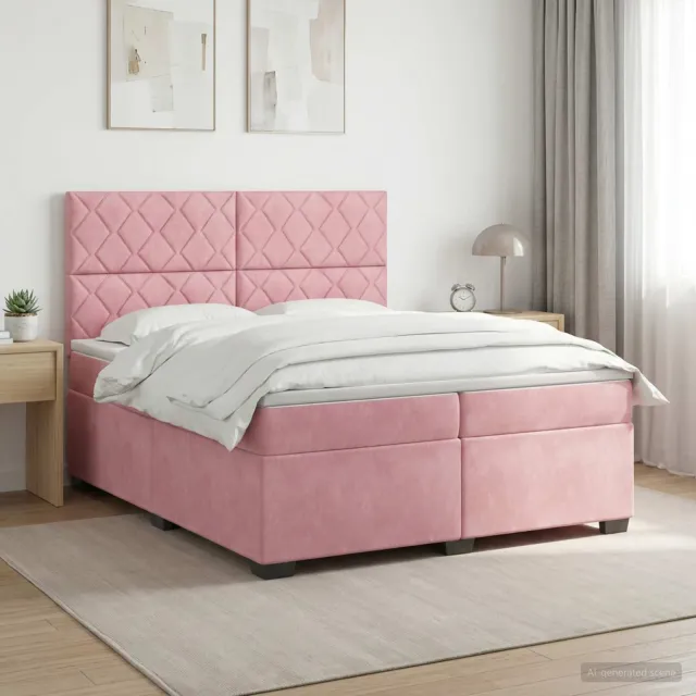 vidaXL Boxspringbed met matras Roze 200 x 200 cm Fluweel