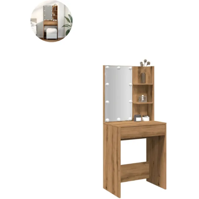 GranMaison Kaptafel met spiegel - Make up tafel - Make up - Toilettafel - Met lades - Artisanaal Eiken