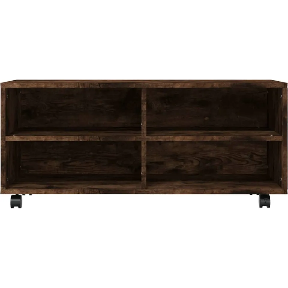 vidaXL Tv-meubel met wieltjes 90x35x35 cm bewerkt hout gerookt eiken Bruin