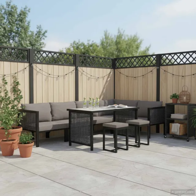vidaXL 9-delige Loungeset met kussens poly rattan antraciet, foto 2