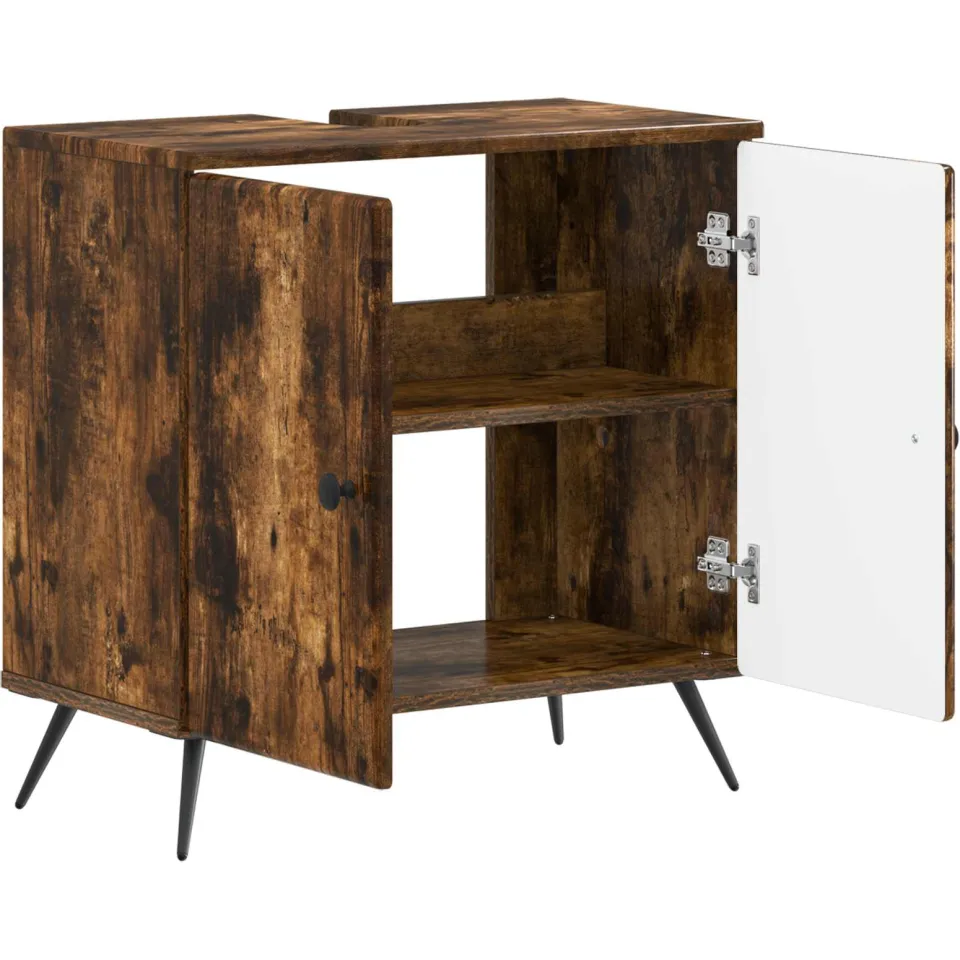 vidaXL Badkamer wastafelkast BREDA Gerookt eiken 59,5 x 31,5 x 59 cm Bruin
