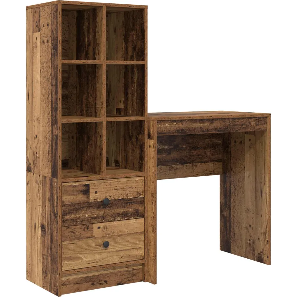 vidaXL Bureau Oudhout 115,5 x 40 x 127 cm 2 st bruin, foto 3