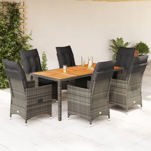 vidaXL 7-delige Tuinset met kussens poly rattan grijs, foto 2