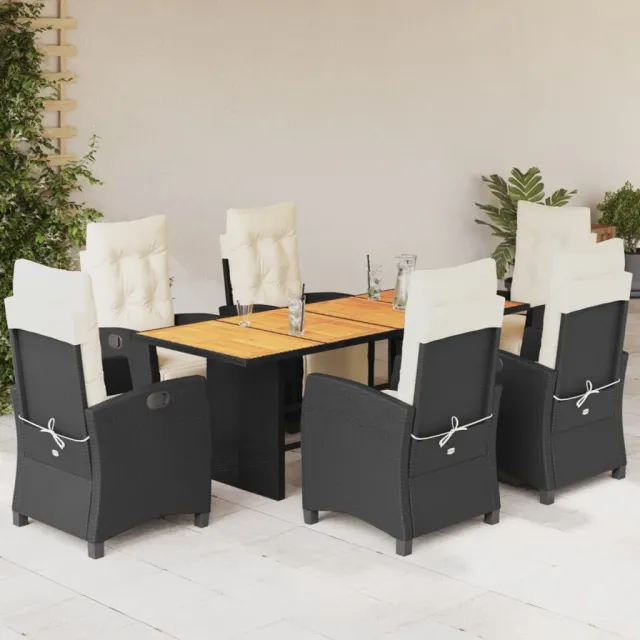 vidaXL 7-delige Tuinset met kussens poly rattan zwart, foto 2