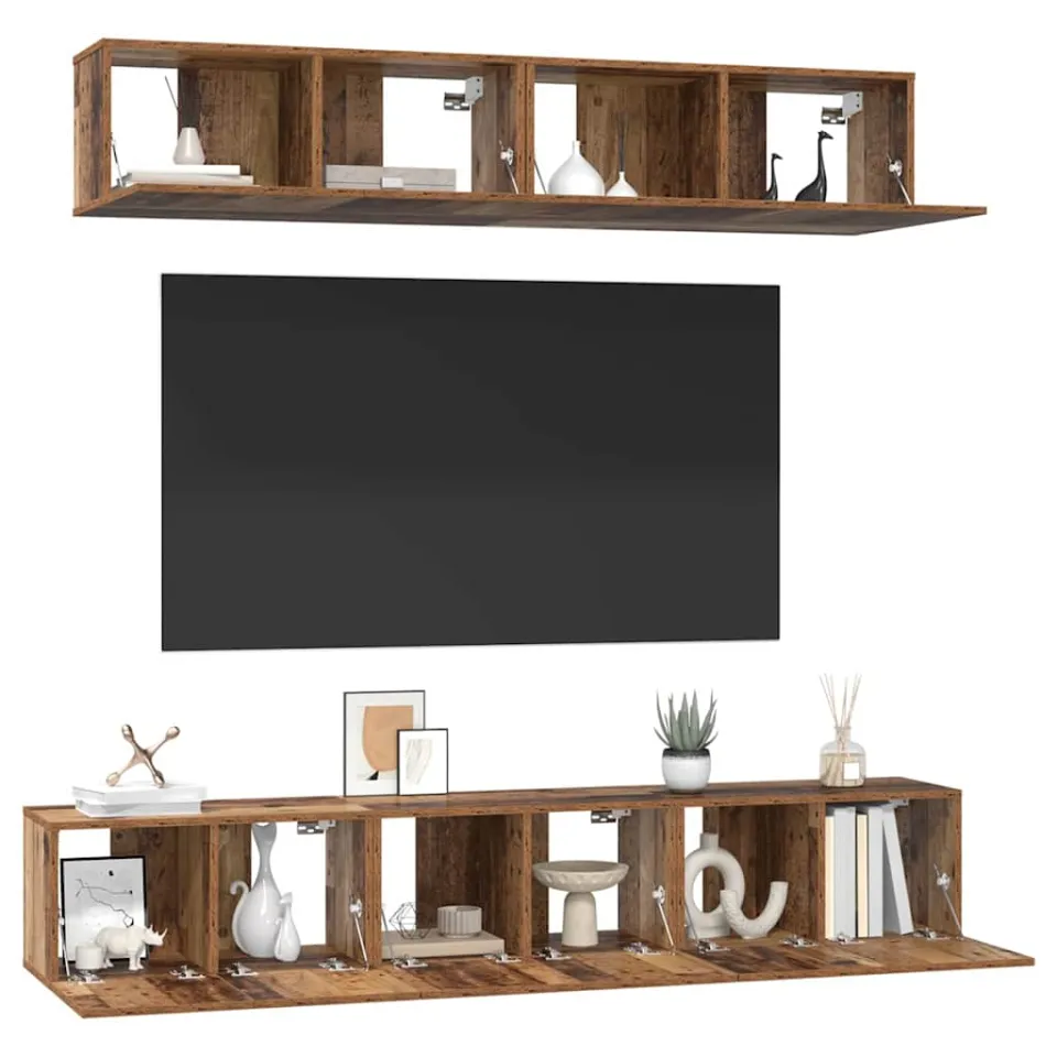 vidaXL Tv-meubelset 5 st Oud Hout Bewerkt hout bruin, foto 3