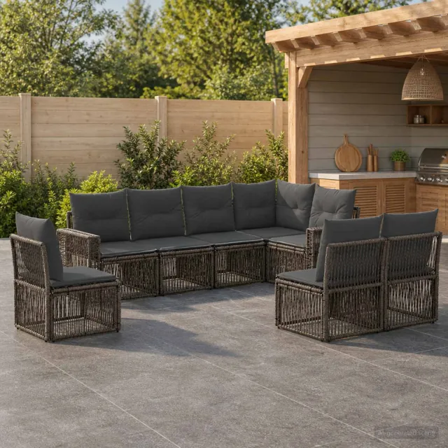vidaXL Tuinbankenset 8 st 8-zits Grijs en Donkergrijs poly rattan, foto 2
