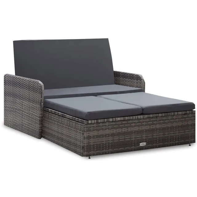 vidaXL 2-delige Loungeset met kussens poly rattan grijs