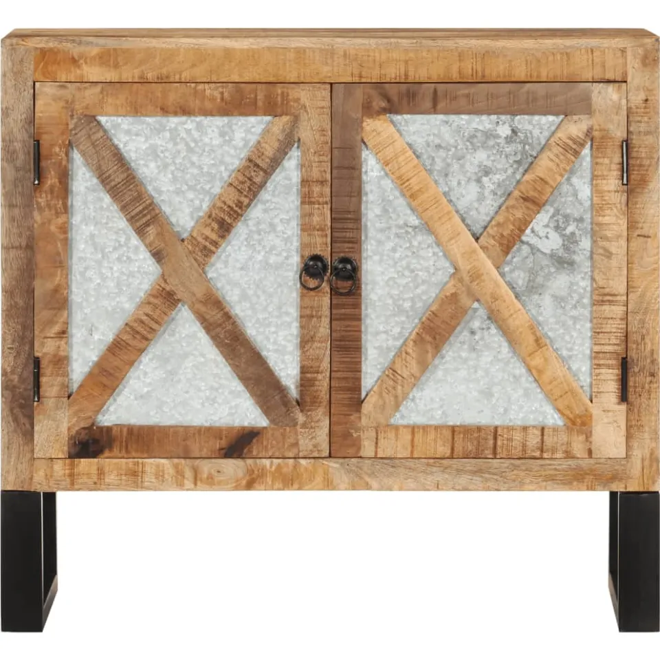 vidaXL Dressoir 80x30x71 cm massief ruw mangohout en metaal bruin, foto 3