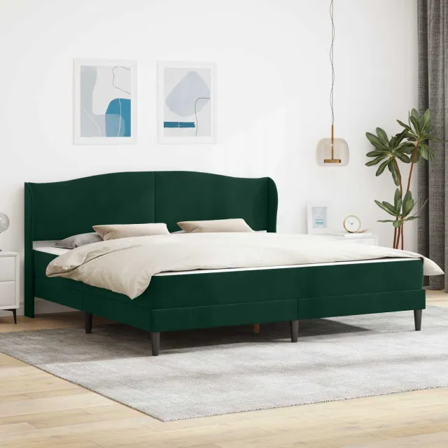 vidaXL Bedframe met matras Donkergroen 200 x 200 cm fluweel